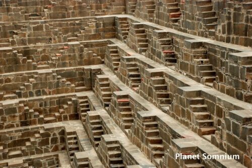 The Dark Knight Rises at Chand Baori stepwell in India.